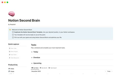 Second Brain Template Notion Marketplace