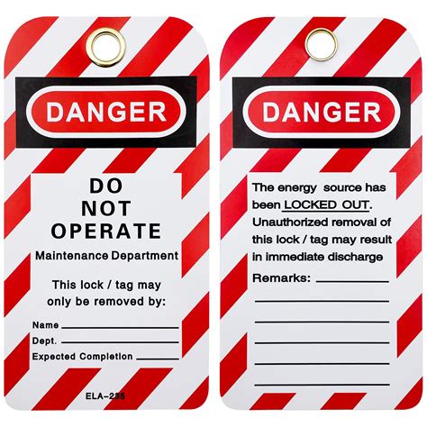 Snapklik Safby Lockout Tagout Tags X Osha Compliant Loto