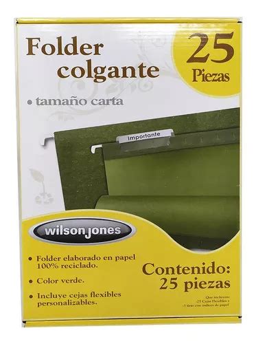 Folder Colgante Wilson Jones Verde T carta 25 Pzs Envío gratis