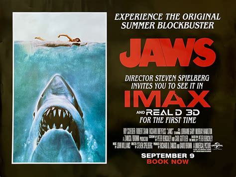 Original Jaws Movie Poster Steven Spielberg Great White Shark Imax