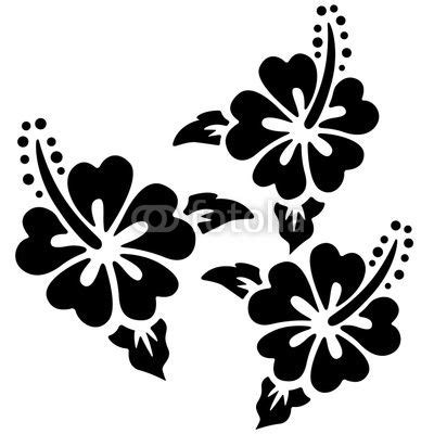 Black And White Hawaiian Flower Stencil On A White Background For