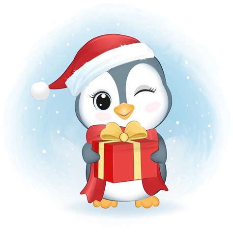 Premium Vector Cute Penguin And T Box Christmas Season