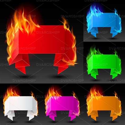 Set Of Fire Banners Vector Image 116647 Templatemonster