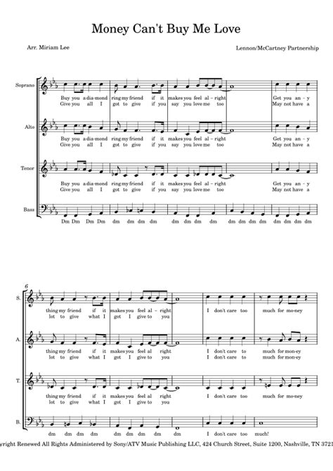 Cant Buy Me Love Arr Miriam Lee By The Beatles Sheet Music For Satb Choir At Sheet Music Direct