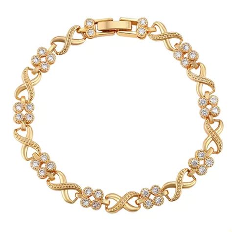 Pulsera Esclava Mujer De Infinito En Oro Lamin Con Swarovski Meses