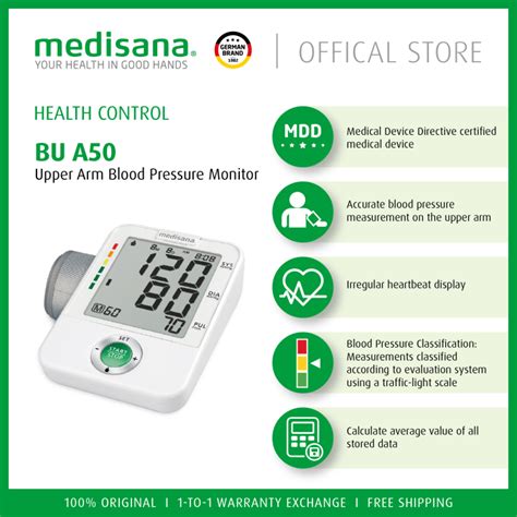 Medisana BU A50 Upper Arm Blood Pressure Monitor With Adaptor BUA50