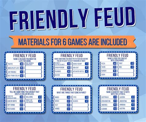 Family Friendly Feud Party Games Family Game Night Printable Group Family Reunion Game Team Game ...