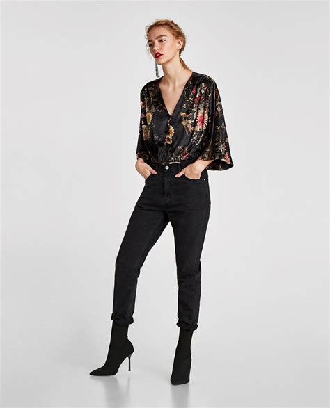 FLORAL VELVET BODYSUIT NEW IN WOMAN ZARA United Kingdom