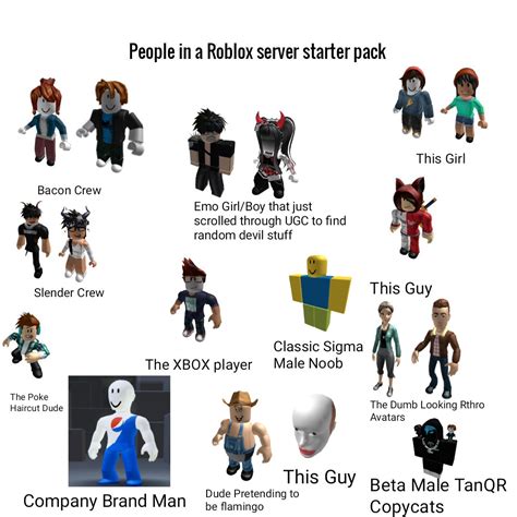 The Avatar Of People In A Roblox Server Starter Pack Rbloxymemes