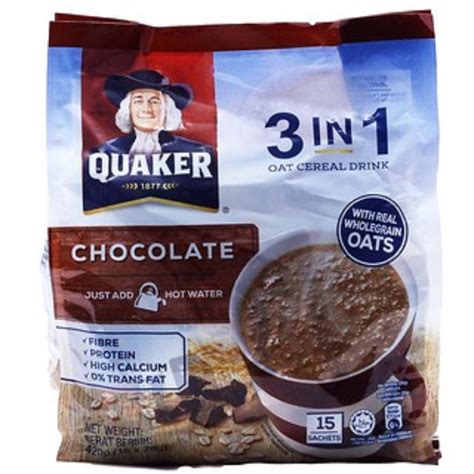 Quaker Oats 3 In 1 Chocolate 15 Sachets 28g Shopee Malaysia