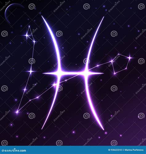 Space Symbol of Pisces of Zodiac and Horoscope Concept, Vector Art and ...