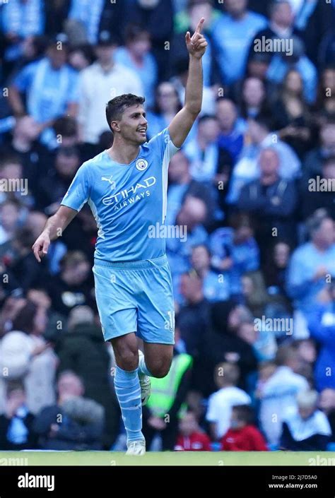 Manchester City S Rodri Celebrates After Scoring His Sides Third Goal