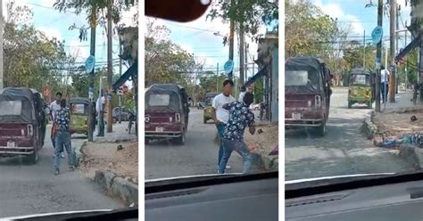 Difunden video de pelea entre mototaxistas en Cancún