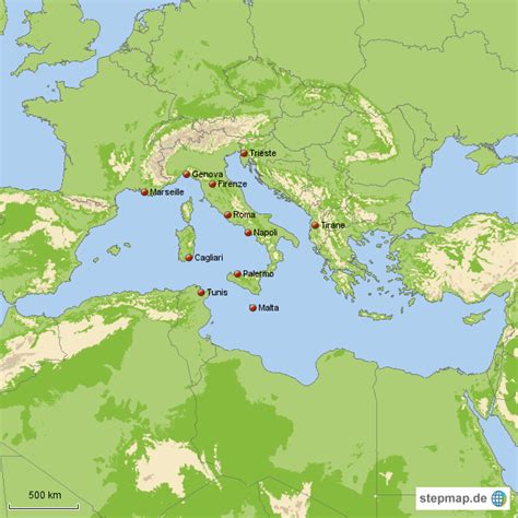 Stepmap Mittelmeer Landkarte F R Europa