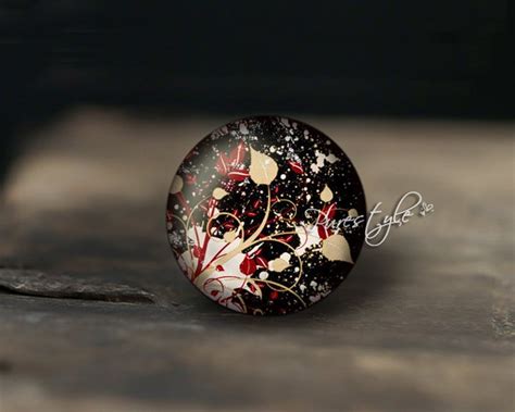 Flowers Glass Cabochon Handmade Photo Glass Cabochon Round Cabochons