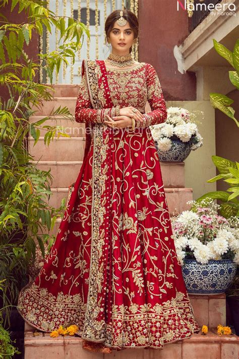 Pretty Red Bridal Dress Pakistani Designer Attire Online 2021 Nameera