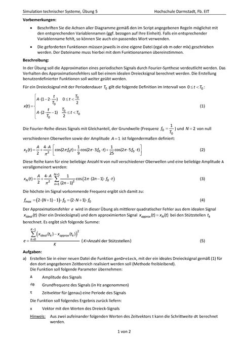 Uebung Simulation Technischer Systeme Bung Simulation