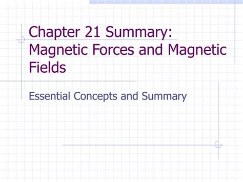 Ppt Chapter 21 Summary Magnetic Forces And Magnetic Fields Powerpoint Presentation Id 4677139