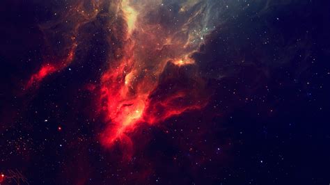 Space Stars Tylercreatesworlds Nebula Space Art Red Digital Art Artwork Hd Wallpaper Rare Gallery