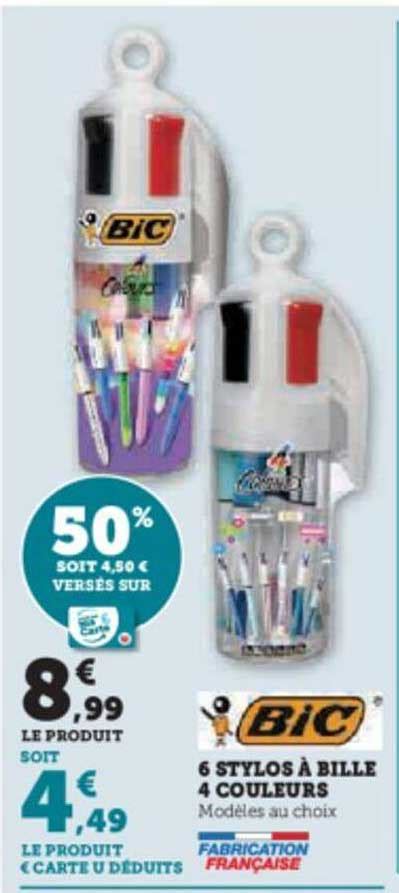 Promo Stylos Bille Couleurs Bic Chez Hyper U Icatalogue Fr