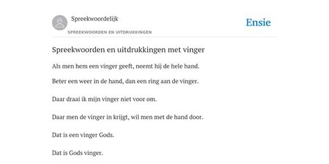 Spreekwoorden En Uitdrukkingen Met Vinger De Betekenis Volgens