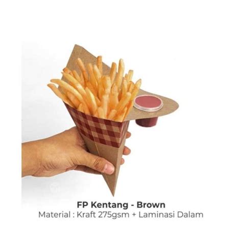 Promo Dus Packaging Kentang Goreng Box Kerucut Segitiga French Fries