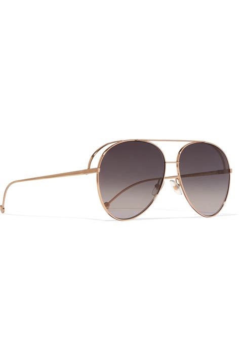 Fendi Aviator Style Gold Tone Sunglasses Gold One Size In Metallic Lyst