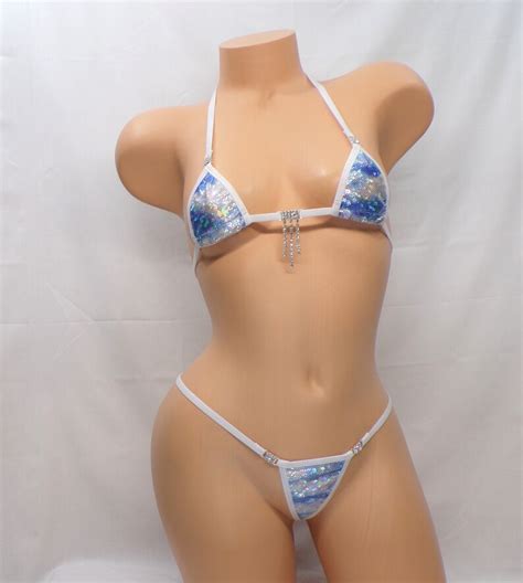 Mini Micro Bikini With Rhinestones Choice Of G String Cloud Etsy