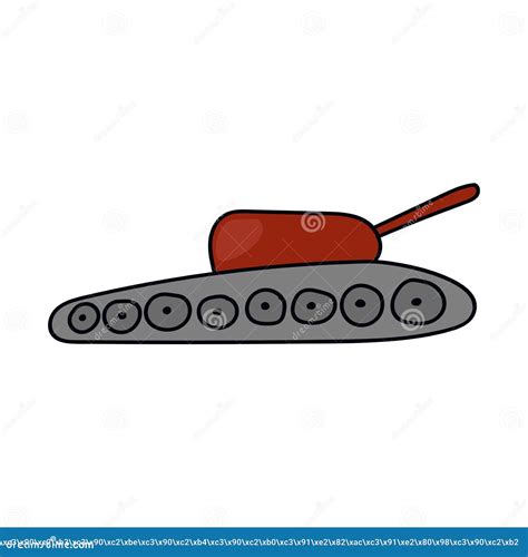 Icono De Tanque En El Dibujo De Color Guerra De Armas Militares Stock