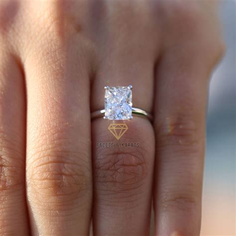 3 Carat Radiant Cut Solitaire Engagement Ring Man Made Lab Etsy