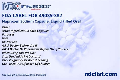 FDA Label For Naproxen Sodium Capsule Liquid Filled Oral Indications