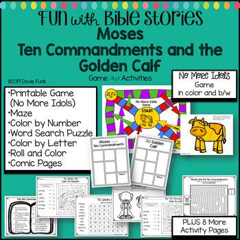 Moses Commandments Golden Calf Game Moses Bible Activities