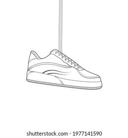 Sneaker Outline Drawing Vector Sneaker Sketch Stock Vector (Royalty ...