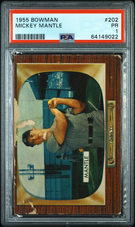 1955 Bowman Mickey Mantle 202 PSA 1 PR MySlabs