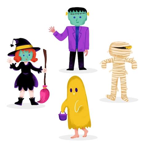 Colecci N De Personajes De Halloween Dibujados A Mano Vector Gratis