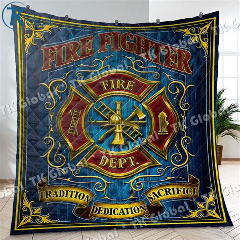 Firefighter Blanket Firefighter Quilt Blankets Bluefink