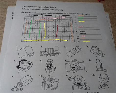 Popatrz Na Obrazki Potem Znajd I Zakre L Wyrazy Zwi Zane Ze Zdrowiem