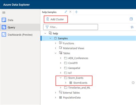 Hızlı Başlangıç Azure Veri Gezgini web kullanıcı arabiriminde verileri