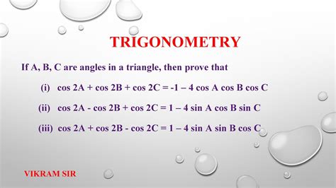 If A B C Are Angles In A Triangle Then Cos A Cos B Cos C