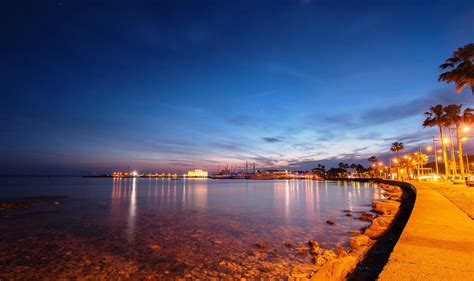 Paphos Harbour By Night1 Running In Cyprus