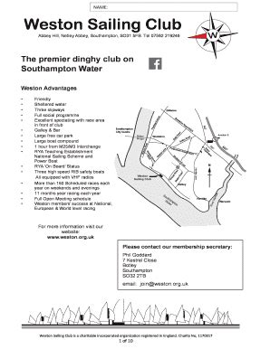 Fillable Online Weston Org Application Form Weston Sailing Club