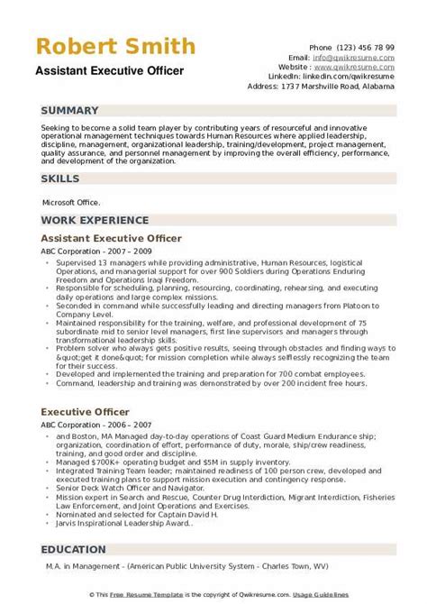 Executive Officer Resume Samples | QwikResume