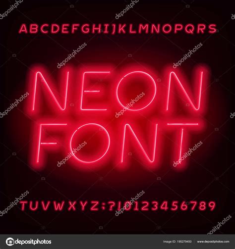 Red Neon Tube Alphabet Font Neon Color Oblique Letters Numbers Stock Vector Image By ©epifantsev