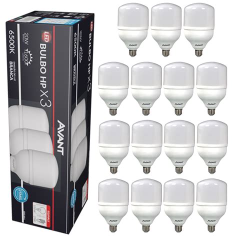 Kit L Mpada Led W Bulbo Hp Soquete E Bivolt Luz Branco Frio