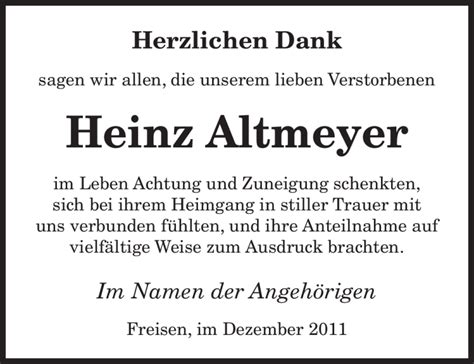 Traueranzeigen Von Heinz Altmeyer Saarbruecker Zeitung Trauer De