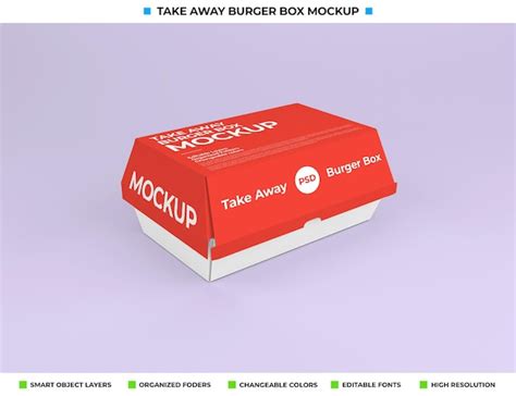 Premium Psd Take Away Food Box Package Mockup Design