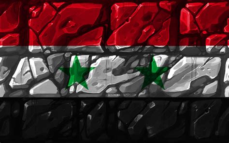 Download Wallpapers Syrian Flag Brickwall 4k Asian Countries