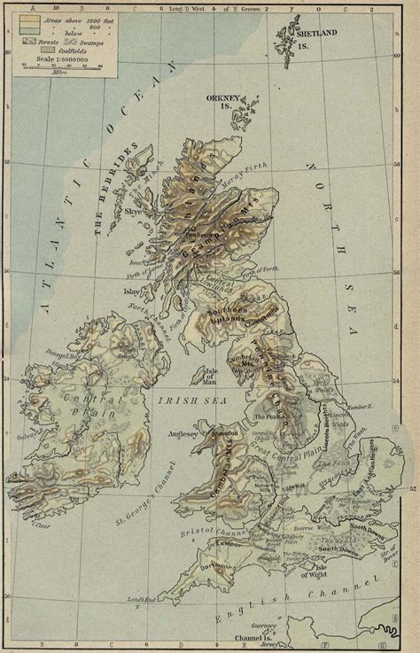 A Physical Map Of The British Isles