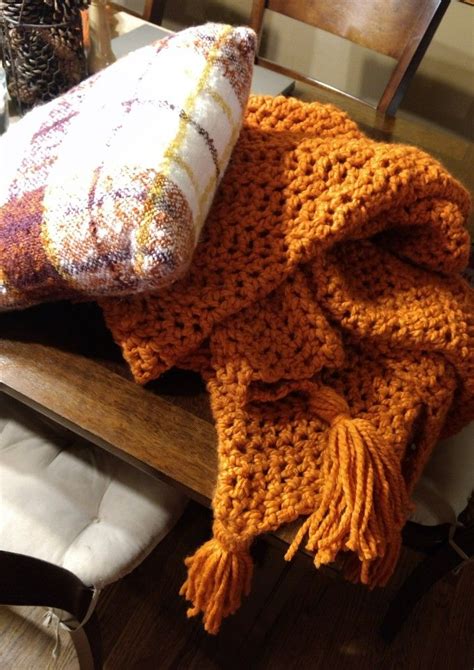 Hand Crocheted Pumpkin Spice Afghan With Tassels Hello Fall