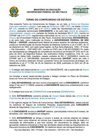 Anexo A Modelo De Termo De Compromisso De Est C3 A1gio By Ict Sjc Issuu